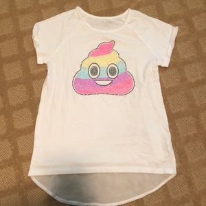 Girls glitter & rhinestone detail emoji shirt